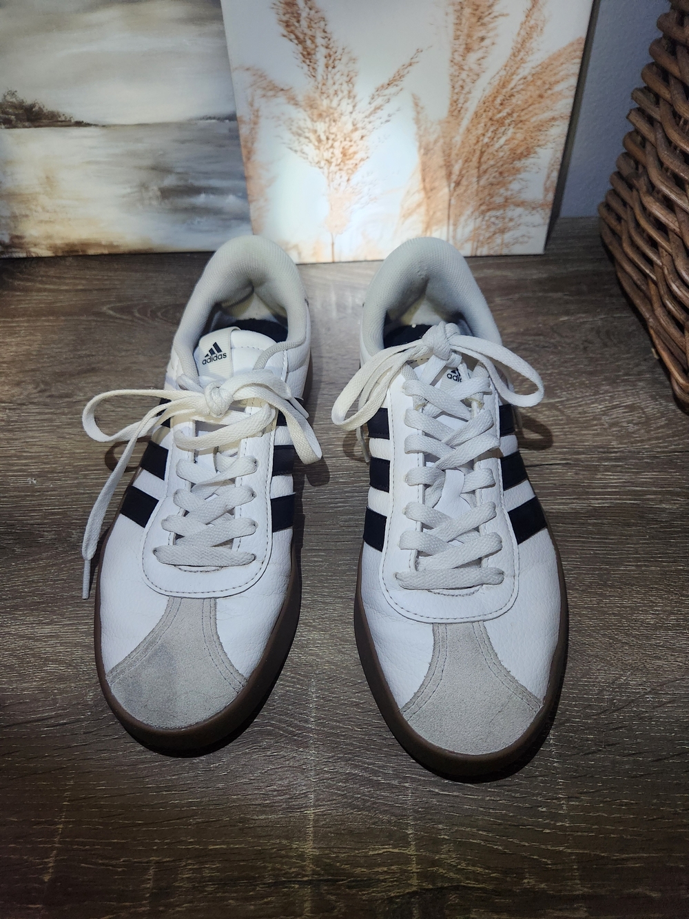 Adidas Men’s White & Black Classic Leather Sneakers